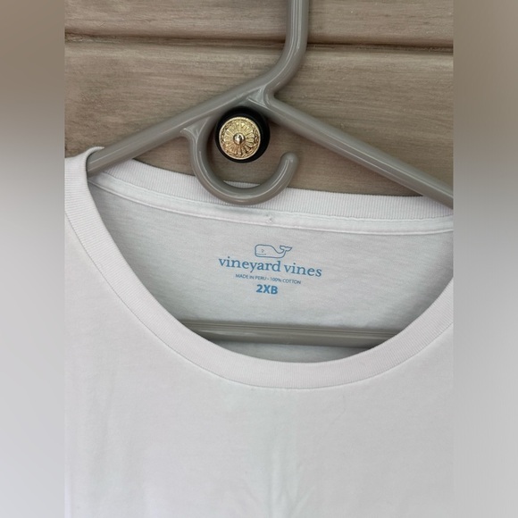 VINEYARD VINES WHALE Spell Out TEE SHIRT SIZE 2XB - 2 EXTRA BIG - White Navy - Picture 5 of 8